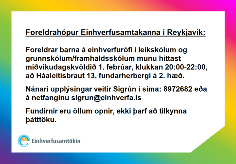 Foreldrahópur í Reykjavík og nágrenni 1. febrúar.