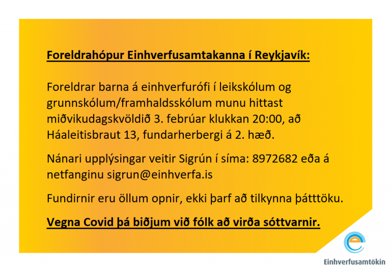 Foreldrahópur í Reykjavík og nágrenni 3. febrúar