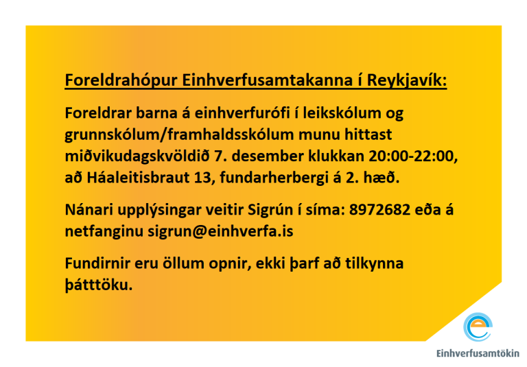 Foreldrahópur í Reykjavík og nágrenni 7. desember