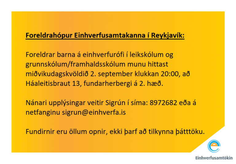 Foreldrahópur í Reykjavík og nágrenni í september