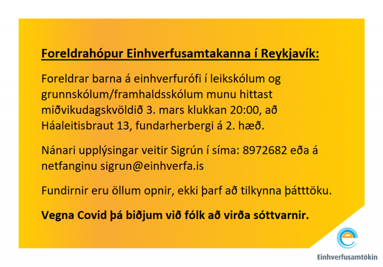 Foreldrahópur í Reykjavík og nágrenni 3. mars